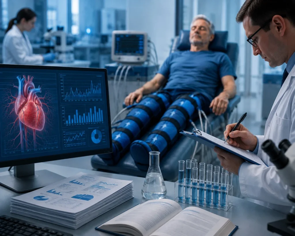 Illustration representing EECP scientific research and clinical studies