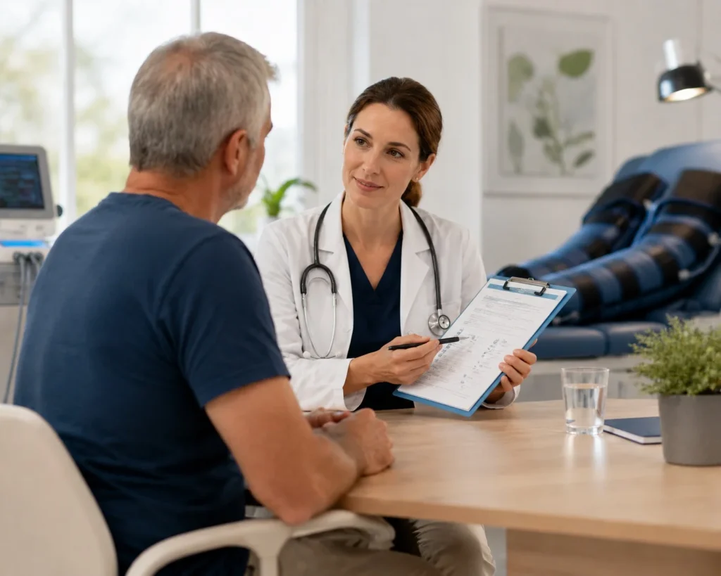 Illustration representing a patient guide for preparing for EECP treatment