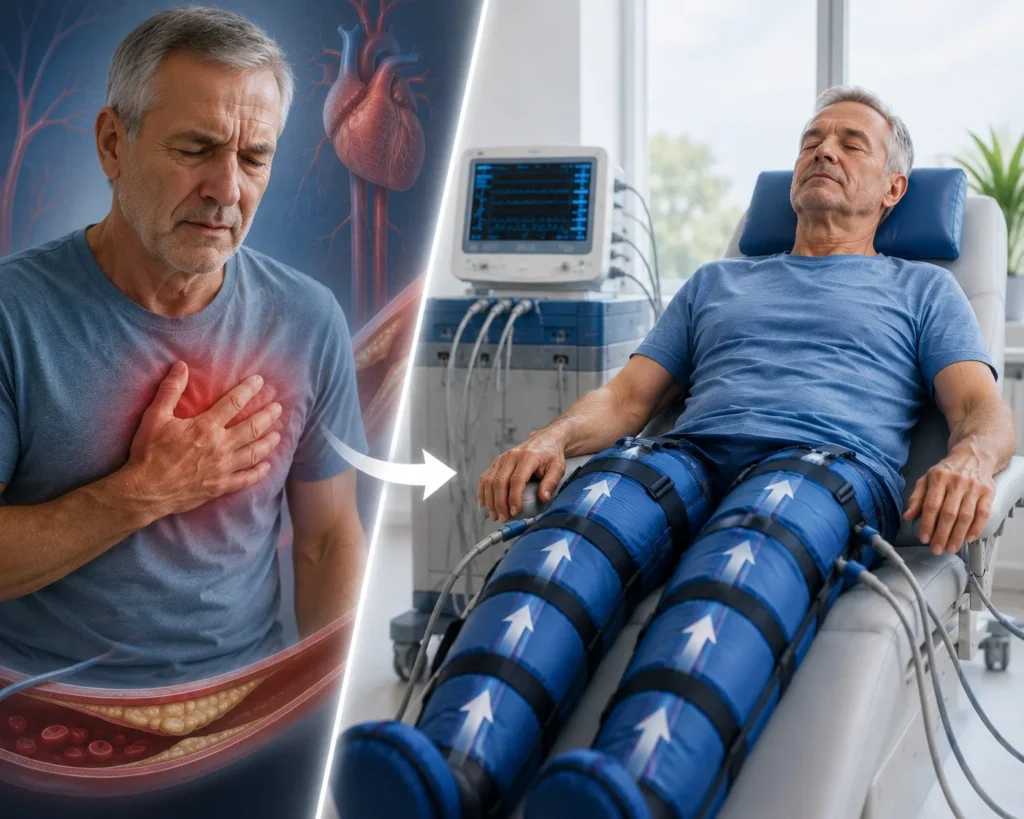 Illustration representing EECP as a non-surgical option for angina