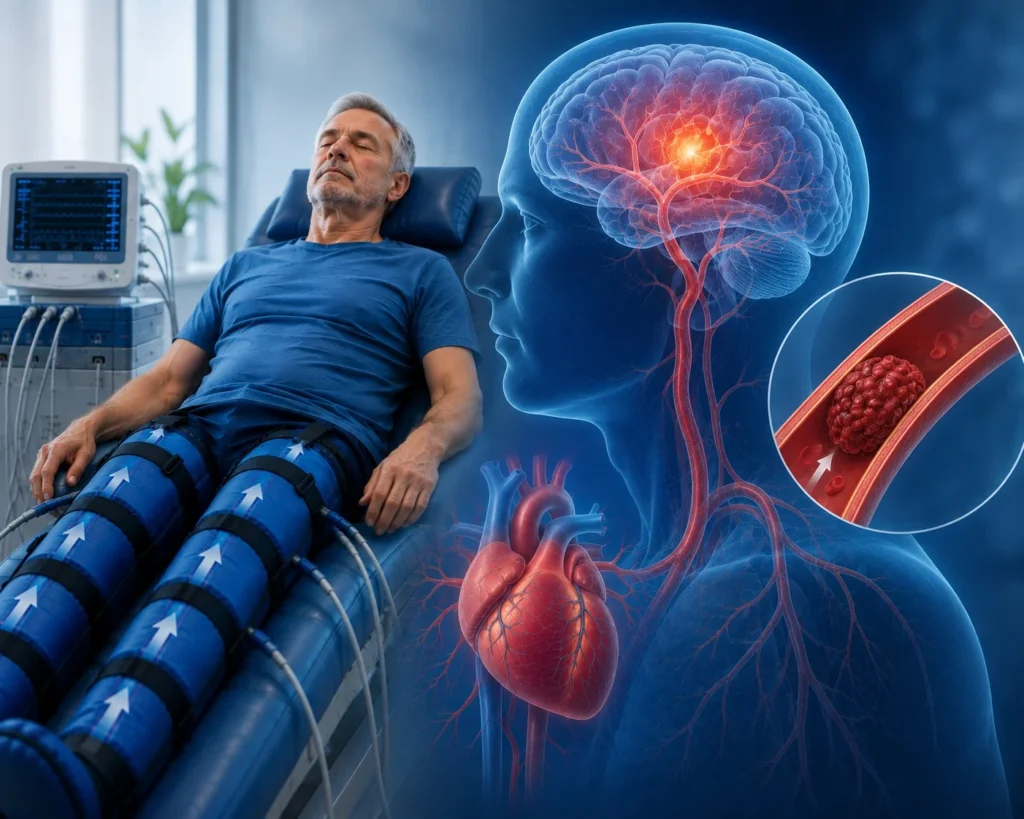Illustration representing EECP and ischemic stroke research