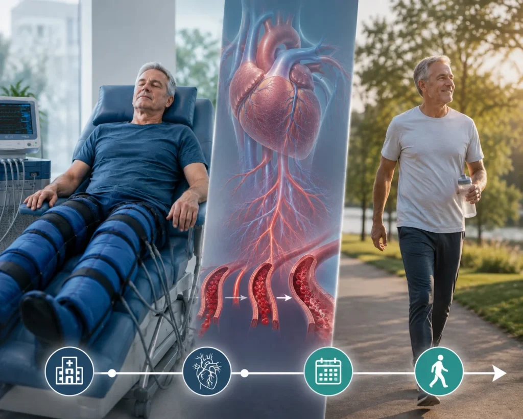Illustration representing long-term effects of EECP on cardiovascular health