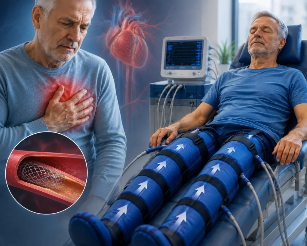Illustration representing refractory angina and EECP treatment