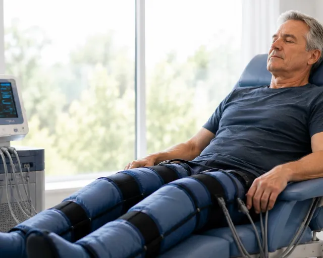 Sleep disorders: a patient resting in the EECP chair